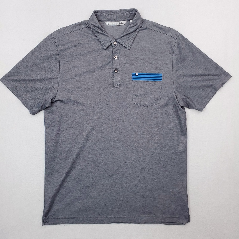 Travis Mathew Shirt Mens Large Gray Performance Golf Polo Stretch Preppy